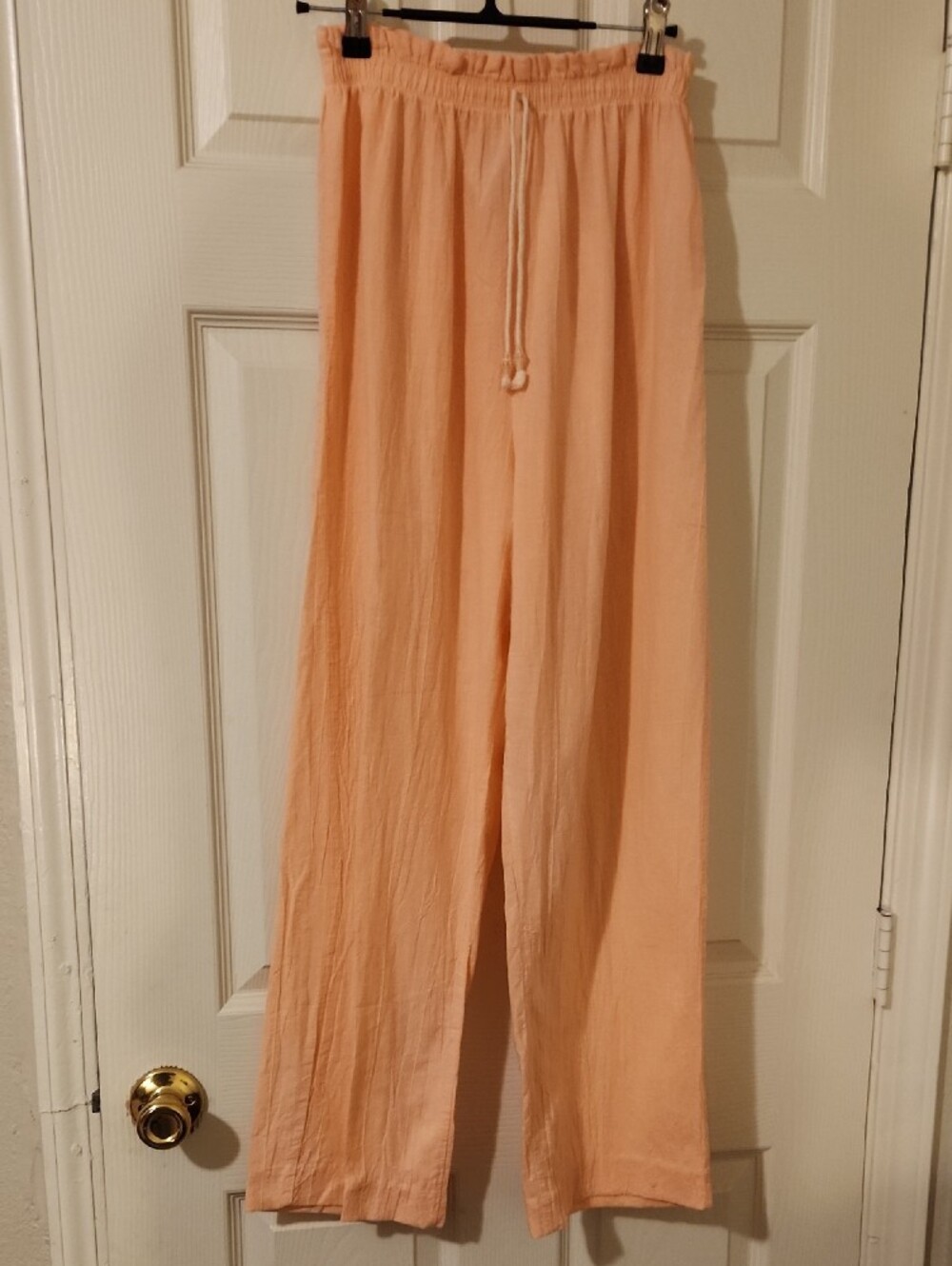 Colesce Couture Pink Peach Wide-Leg 100% Cotton Lingerie Pants